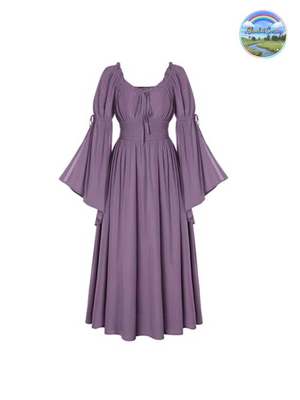 Renaissance Peasant Medieval Maxi Dress Bell Sleeve Costume